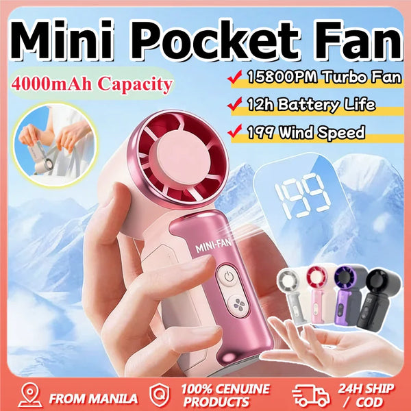 Mini Handheld Turbo Fan with LED Display