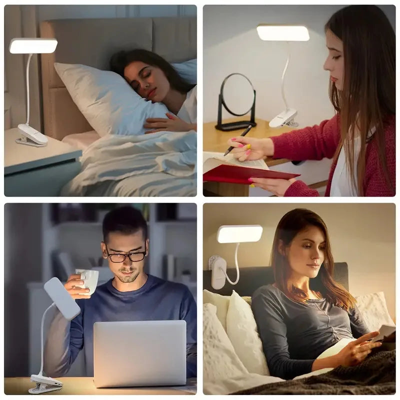 Clip-On LED Desk Lamp with Rechargeable Battery