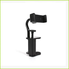 Black adjustable guitar phone mount designed for hands-free viewing.