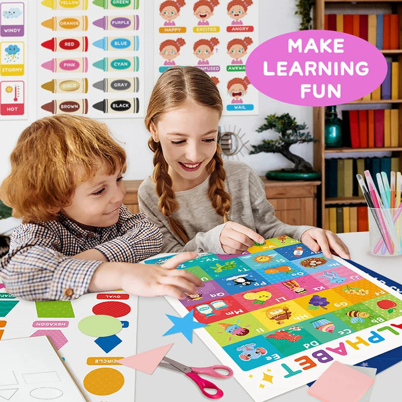 18-Piece Educational Poster Set for Toddlers & Preschoolers