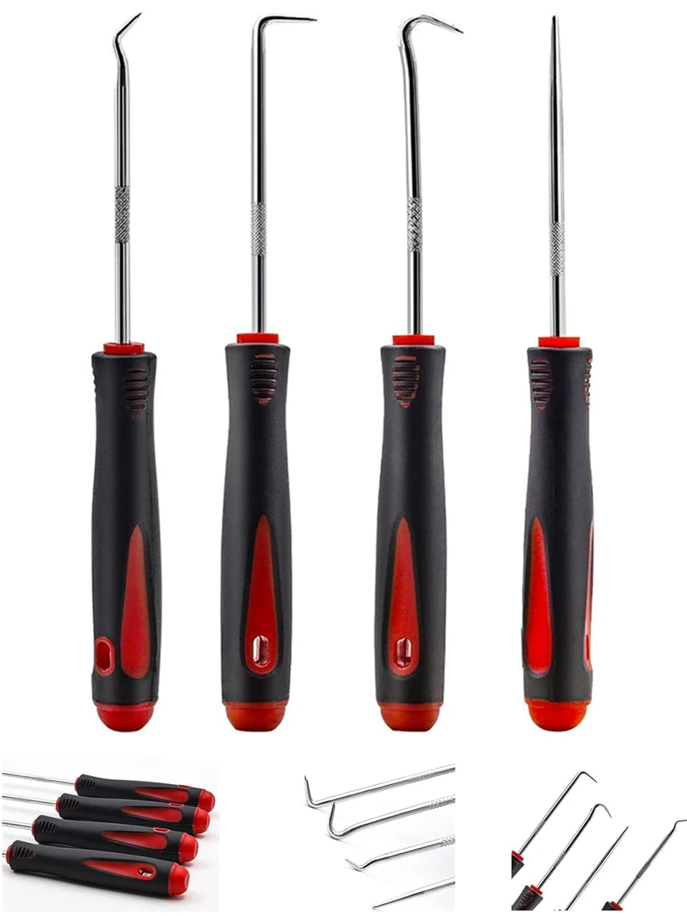 4-Piece Oil Seal Hook Removal Tool Set for O-Rings and Gaskets