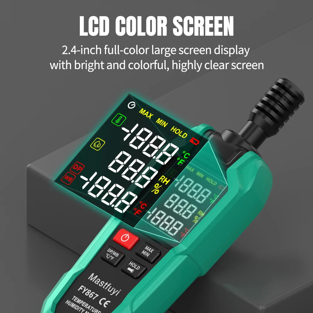 Professional Digital Thermohygrometer with Color Display
