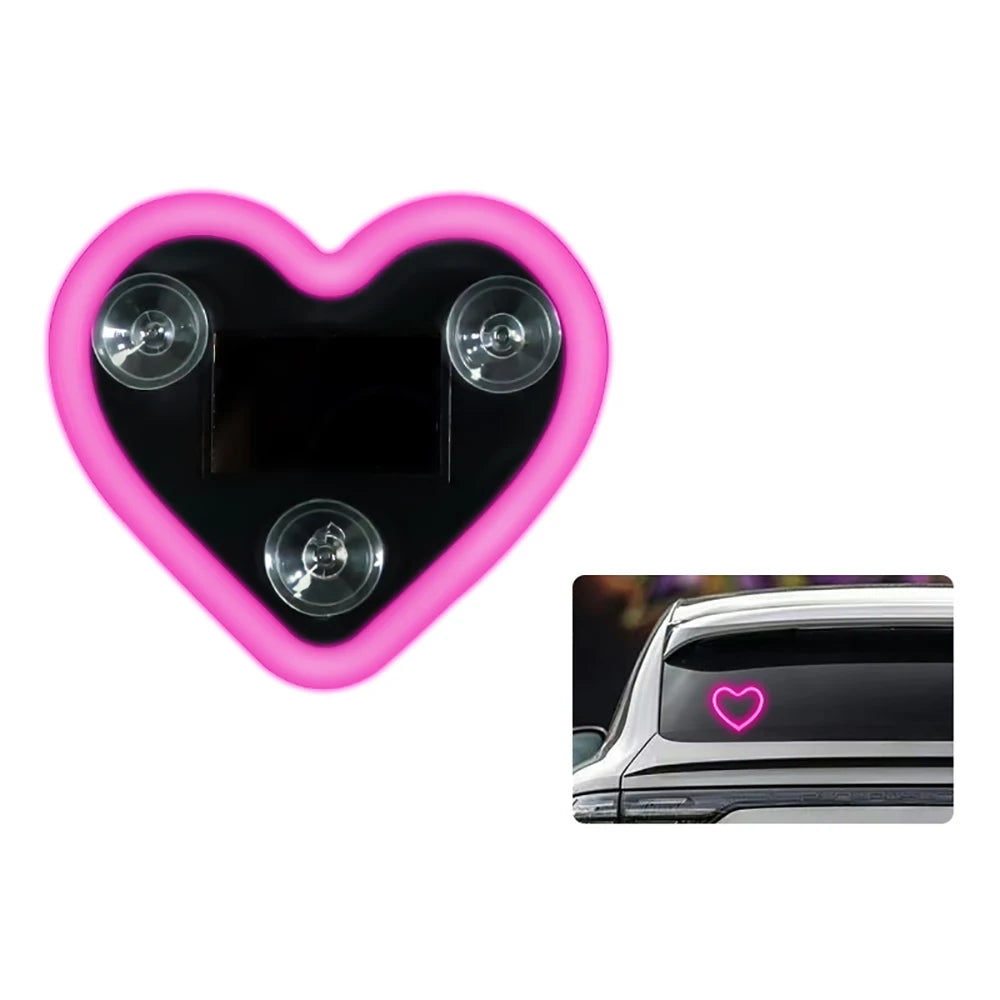Solar Powered Heart-Shaped LED Light for Car Rear Window