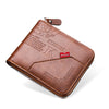 A brown vintage PU leather zipper wallet with a coin pocket and embossed KUSIBI logo.
