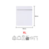 White fine mesh laundry bags shown with dimensions of 60cm by 50cm