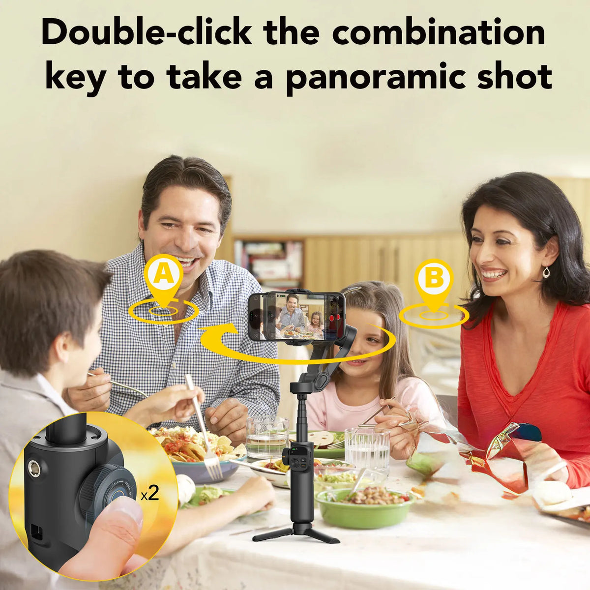 3-Axis Smartphone Gimbal Stabilizer with Built-in Extension Pole and LED Display