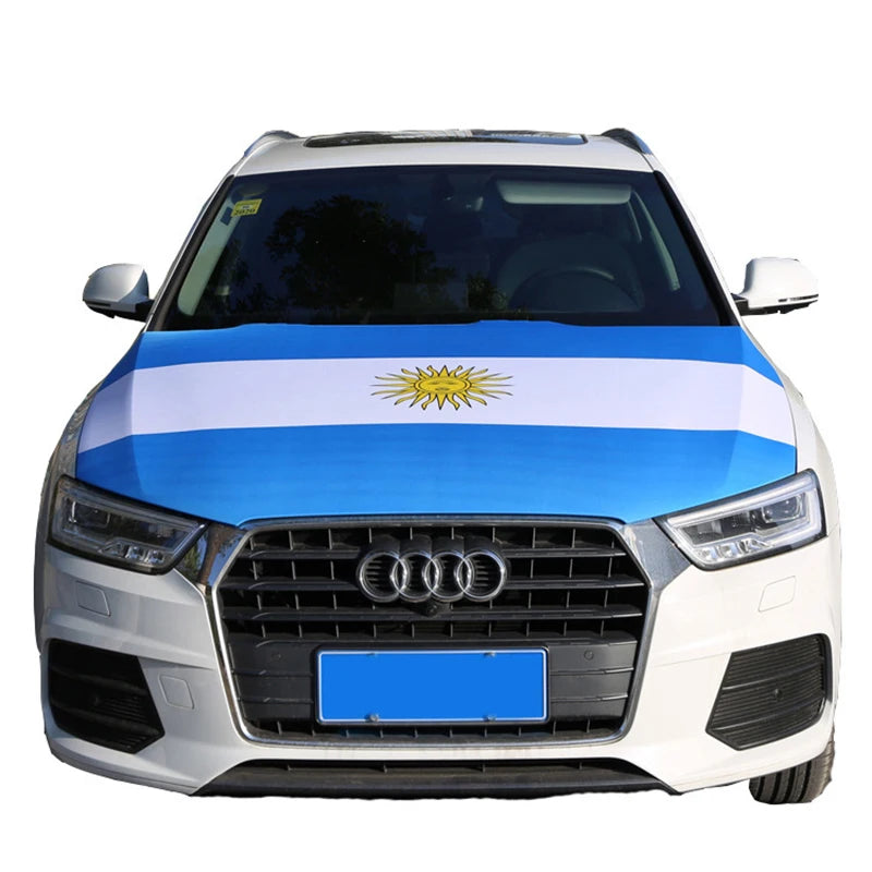 Custom Car Hood Flag with Wooden Pole