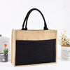 Vintage Jute Shopping Tote Bag with Waterproof Lining