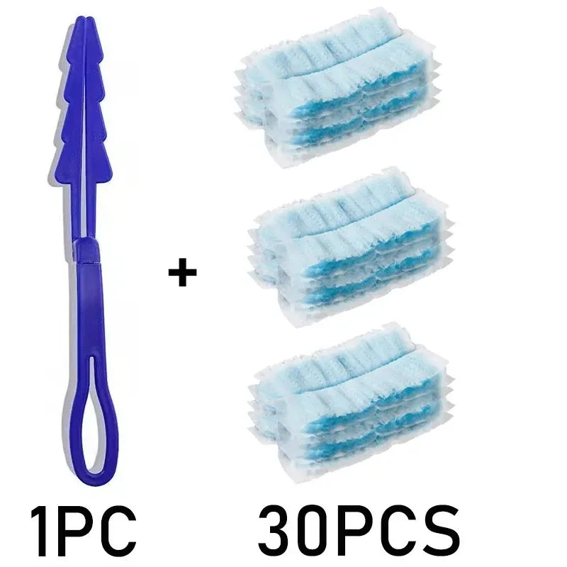 A set of electrostatic dusting refills, including one single head and thirty disposable fiber heads.
