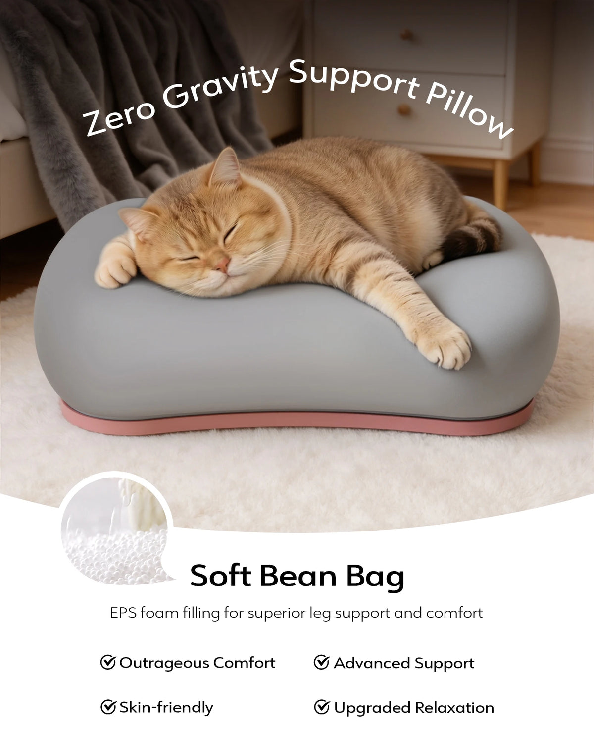 Adjustable Tablet Pillow Stand with Snack Bowl & Foldable Arm