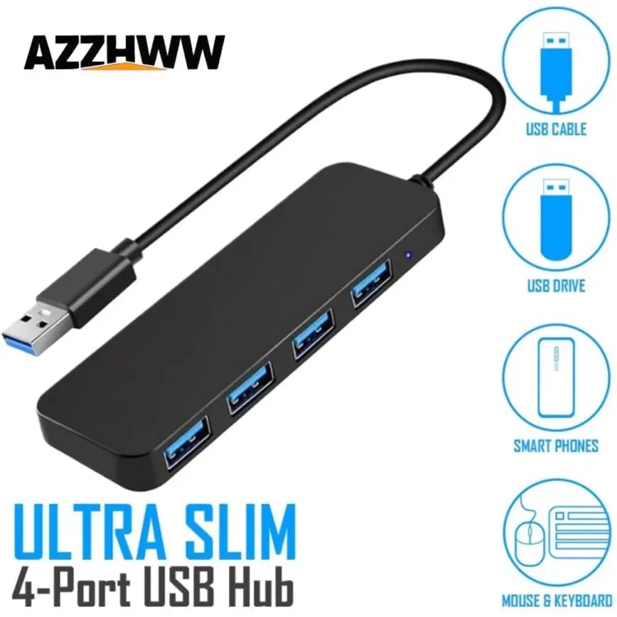 4-Port USB 3.0 Hub for Laptops and Desktops