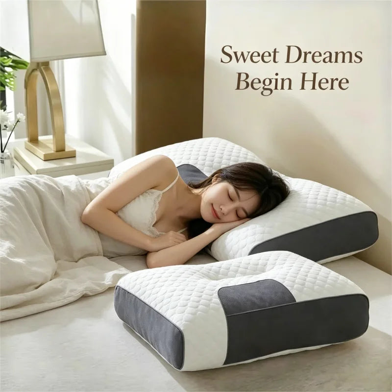 Ergonomic Contour Neck Pillow with Adjustable Massage Support