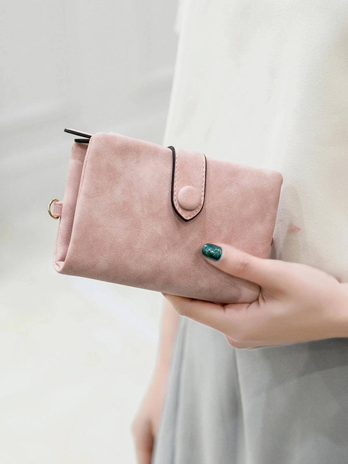 Compact Frosted Tri-Fold Wallet for Women