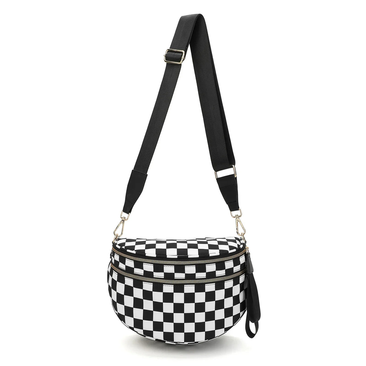 Women's Checkered Fanny Pack with Adjustable Crossbody Strap