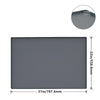 A rectangular gray silicone mat for under-sink use with a raised edge and dimensions of 31in by 22in.