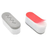 A set of four silicone toilet seat bumpers with anti-slip and noise-reducing gaskets, featuring white and red components.