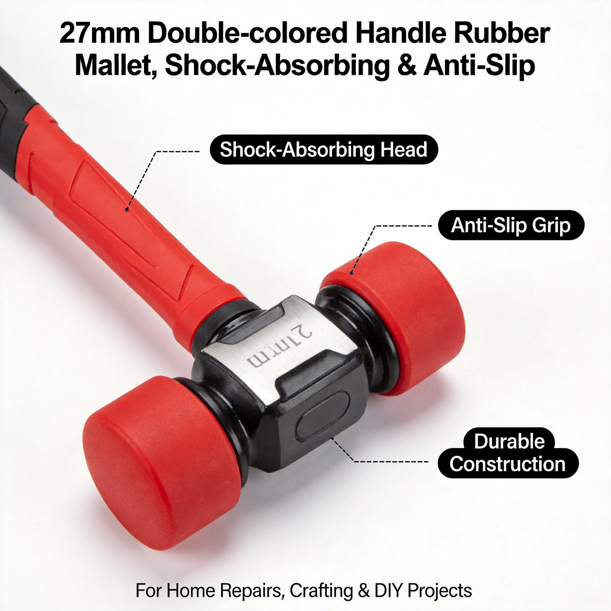 Ergonomic Double-Faced Rubber Mallet with Non-Slip Grip