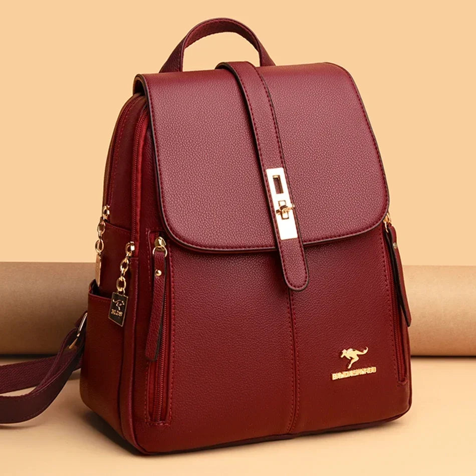 Vintage Leather Women's Backpack with Spacious Interior