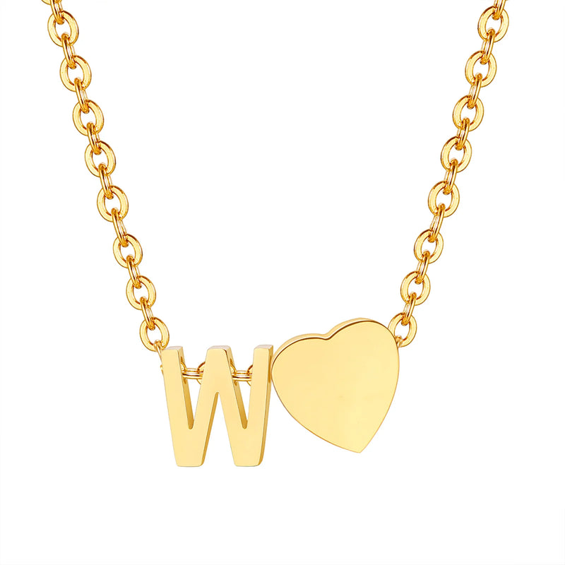 Dainty Heart Initial Necklace