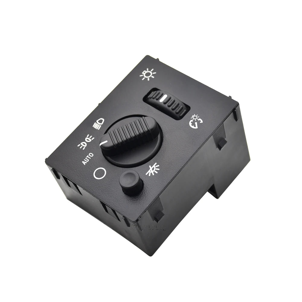 A black electronic switch featuring various light modes and an auto function selector.