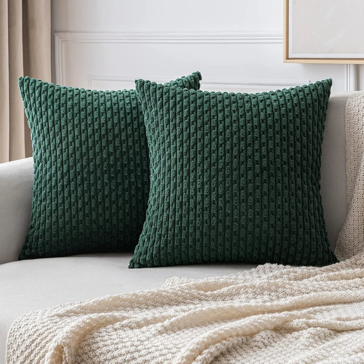 Striped Corduroy Throw Pillow Covers - Farmhouse Boho Decor