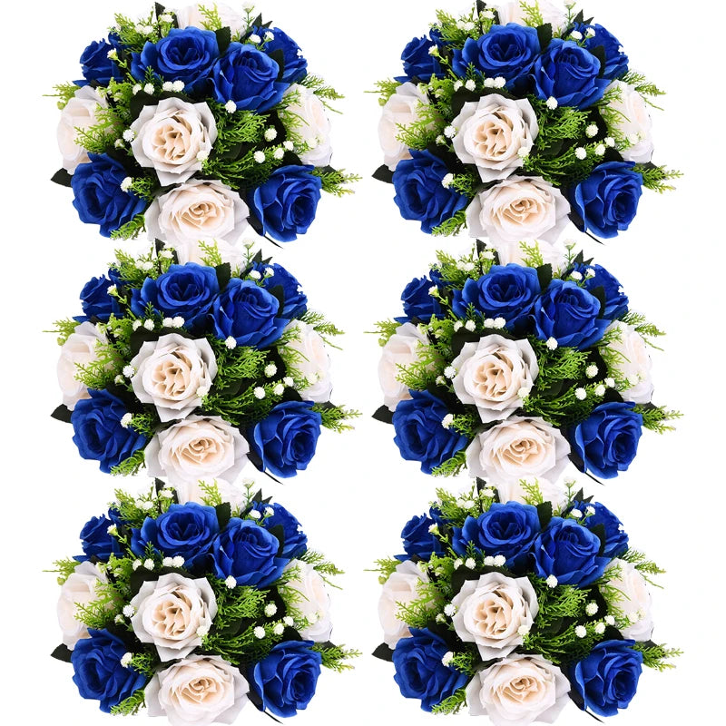 Set of 6 Silk Rose Flower Balls for Wedding & Event Decor