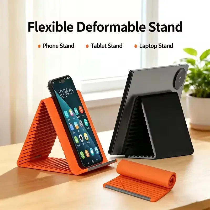 Flexible Foldable Silicone Device Stand for Phones, Tablets & Laptops