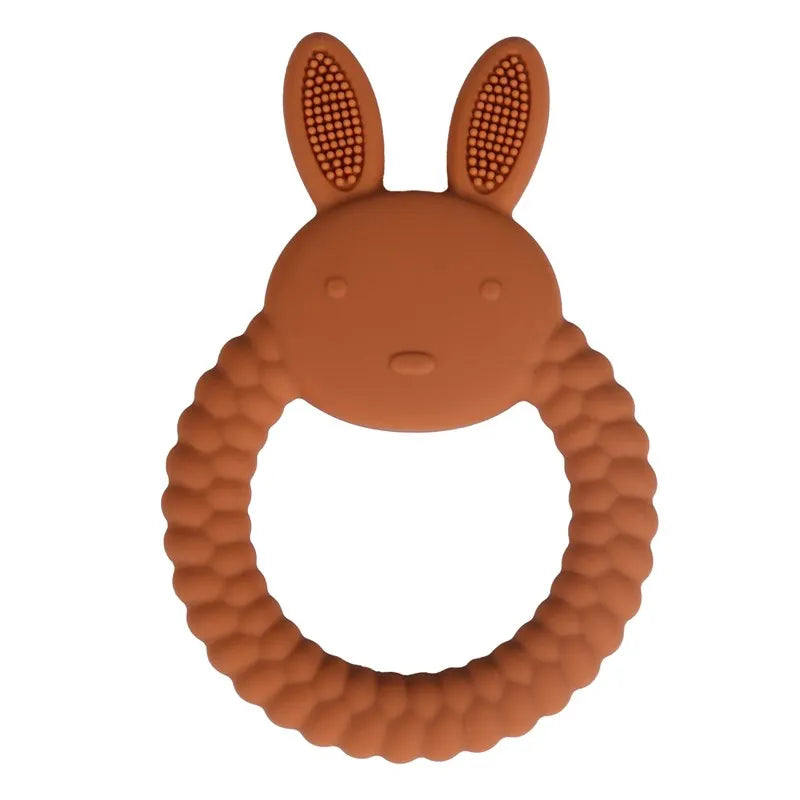 Baby Teething Gloves with Cartoon Bear Design