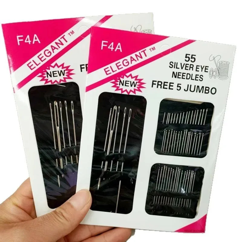 Stainless Steel Big Eye Sewing Needle Set (55 Pieces)