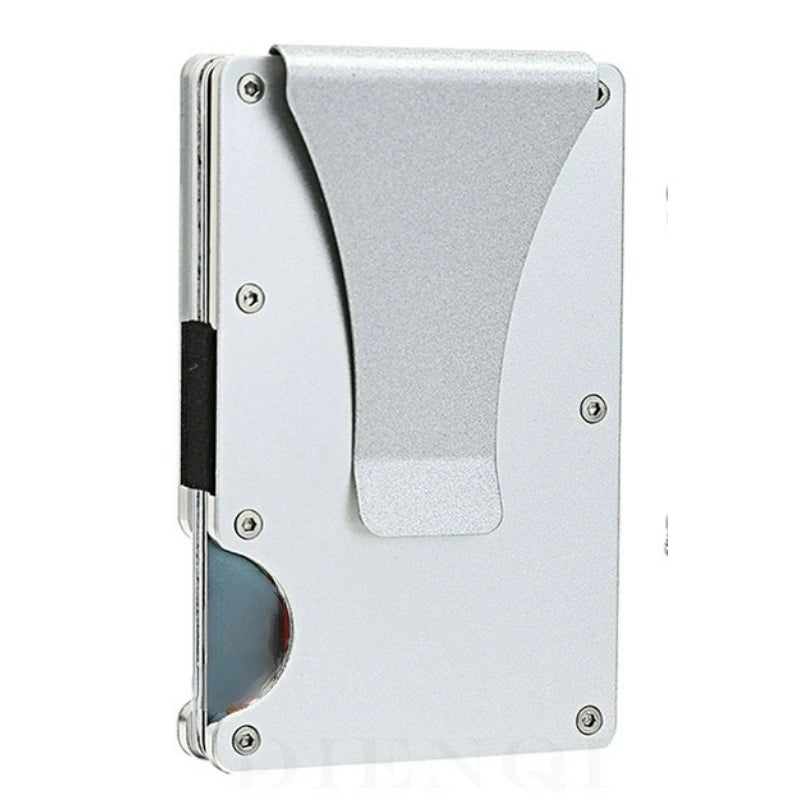 Slim aluminum wallet with a money clip and RFID blocking features