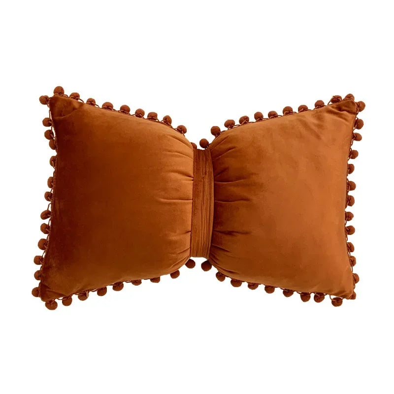 Velvet Bow Accent Pillow Cover