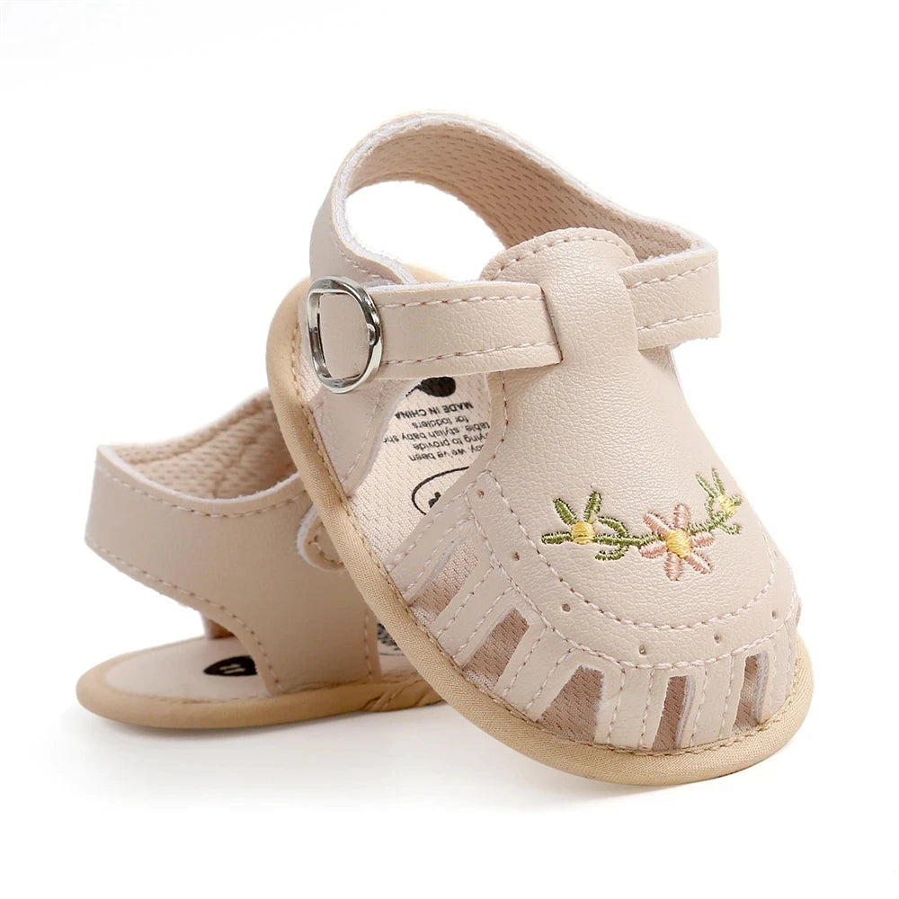 Embroidered Floral Baby Girl Sandals – Soft Sole, Lightweight & Breathable