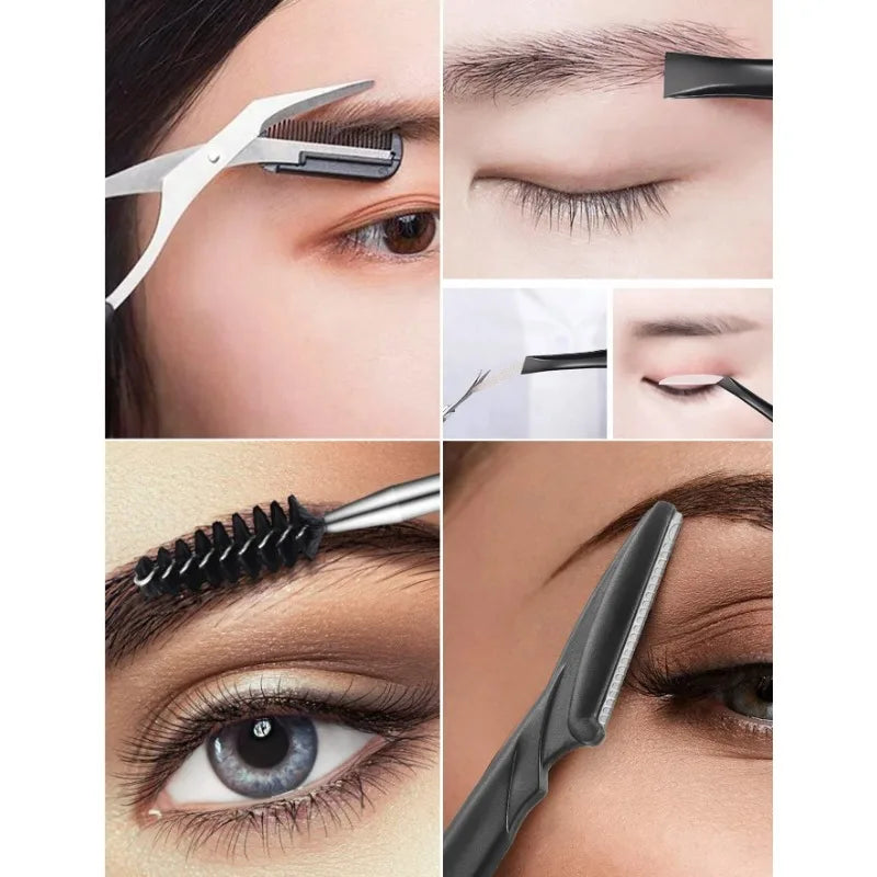 Professional Eyebrow Trimming Kit with Stainless Steel Tweezers
