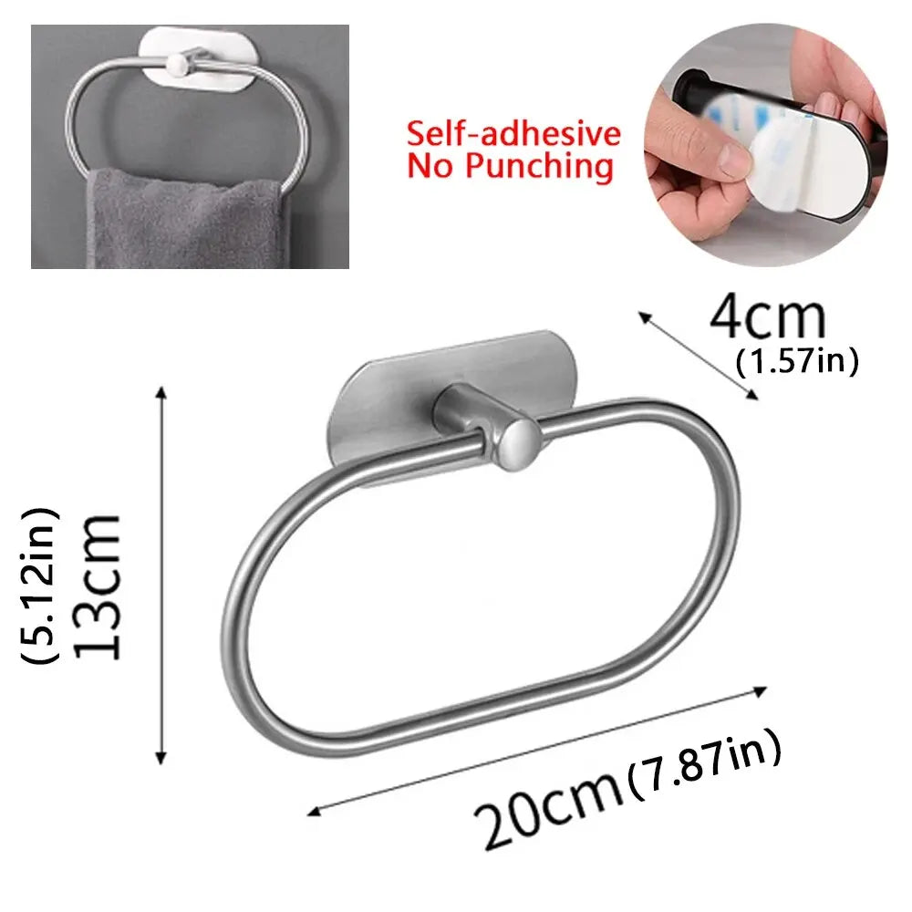 Self-Adhesive Stainless Steel Towel Rack