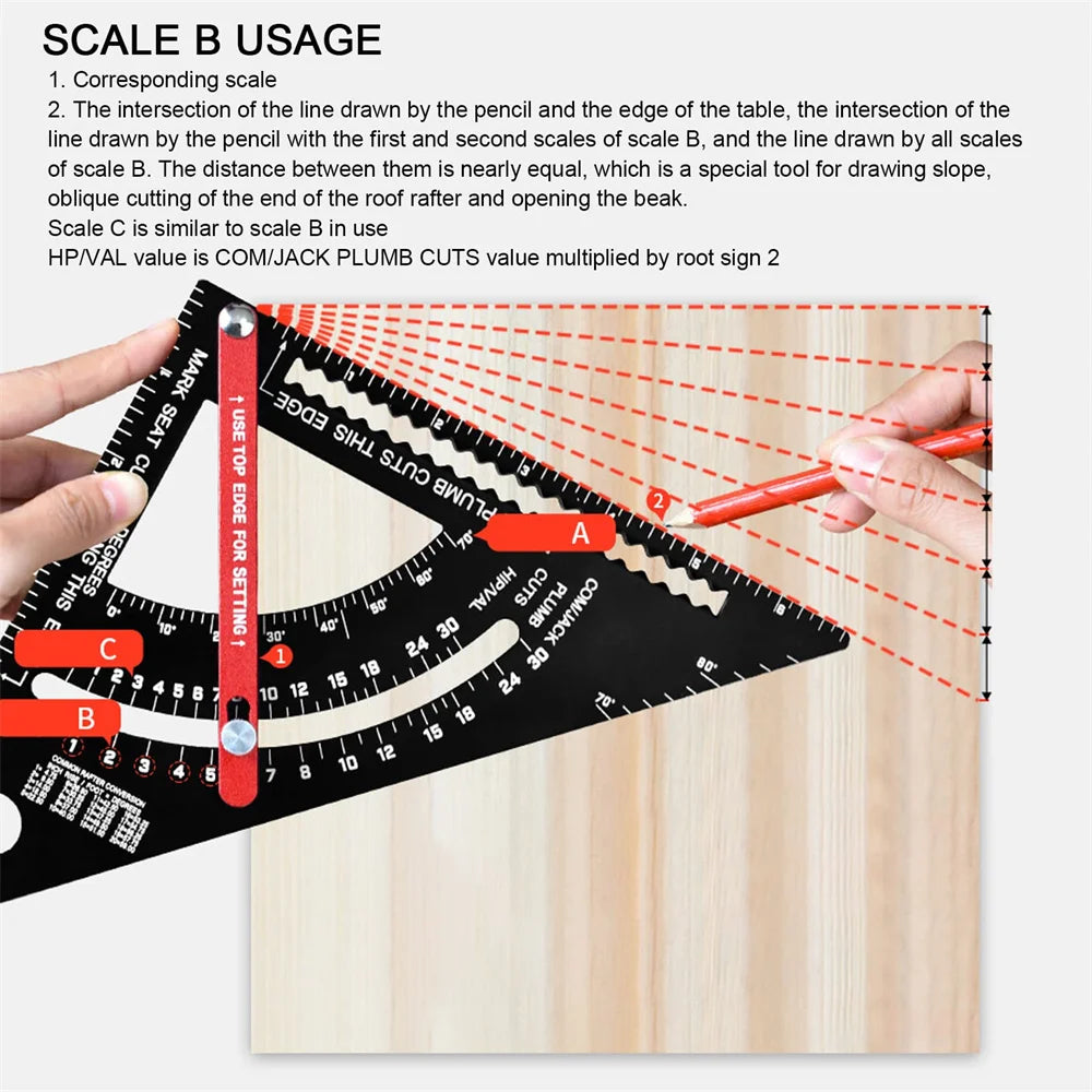 Adjustable Aluminum Alloy Triangle Ruler for Woodworking