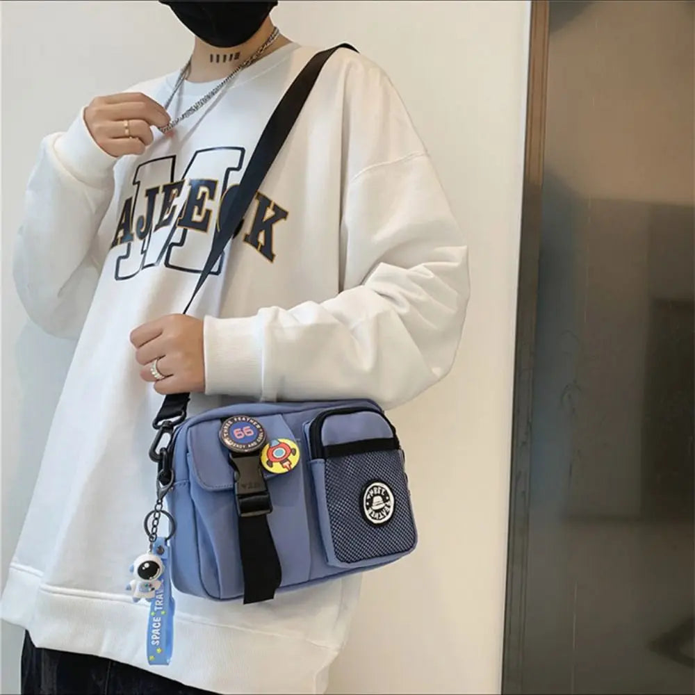Urban Canvas Crossbody Bag with Zipper Pouch