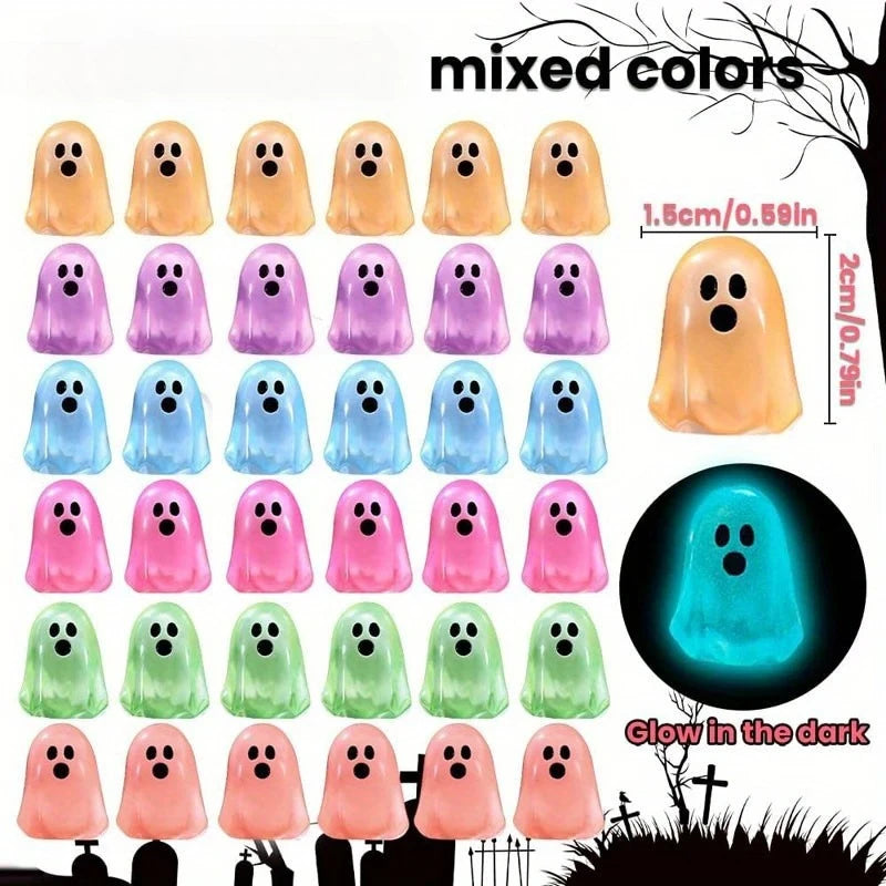 Set of 50 Glow-in-the-Dark Resin Ghost Figurines