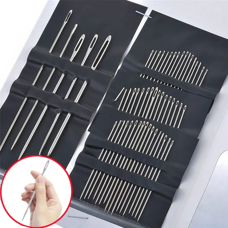 Stainless Steel Big Eye Sewing Needle Set (55 Pieces)