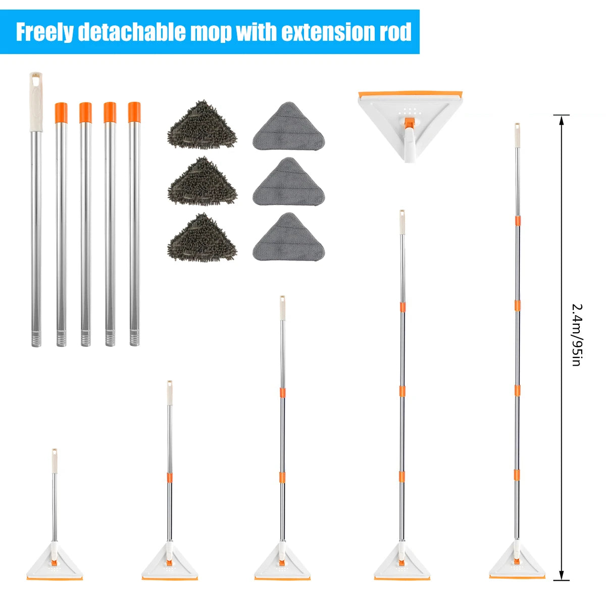 360° Rotating Wall Cleaning Mop with Extendable Handle