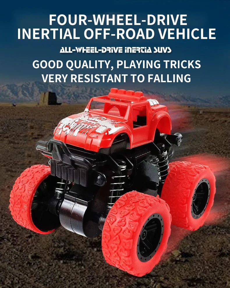 Red four-wheel-drive inertial off-road vehicle toy car