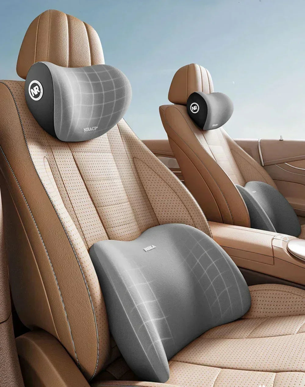 Memory Foam Car Neck and Lumbar Support Cushion Set