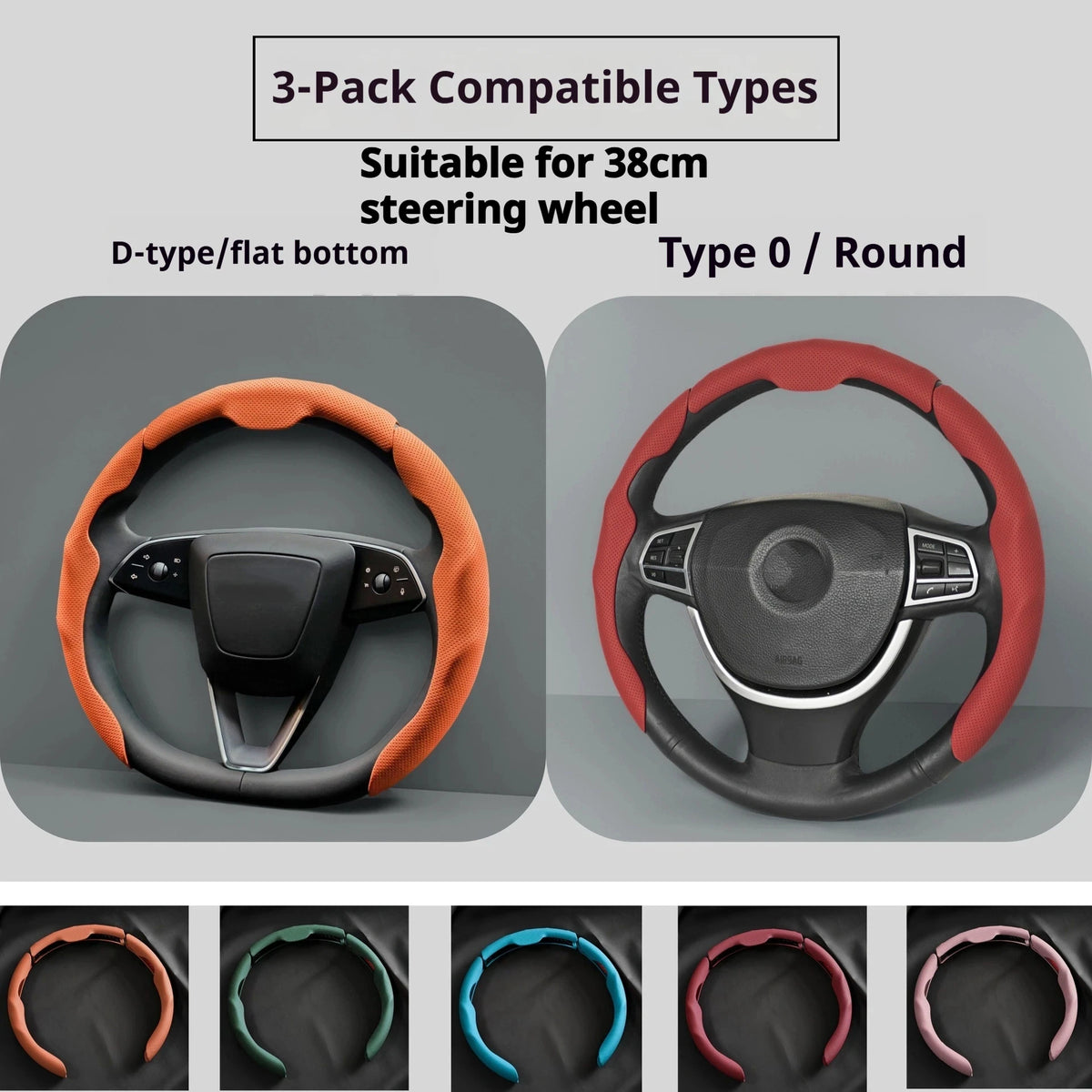 Premium Universal Leather Steering Wheel Cover
