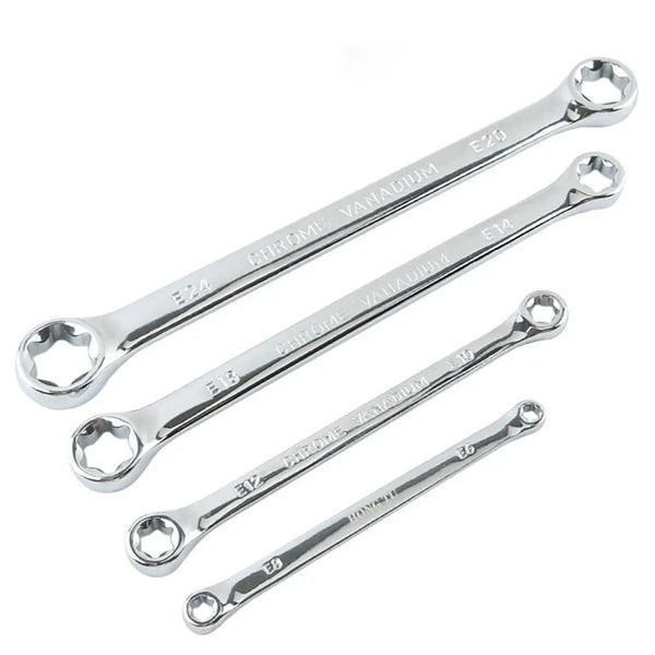 Professional E-Torx Wrench Set with Double-Ended Star Ring Spanners