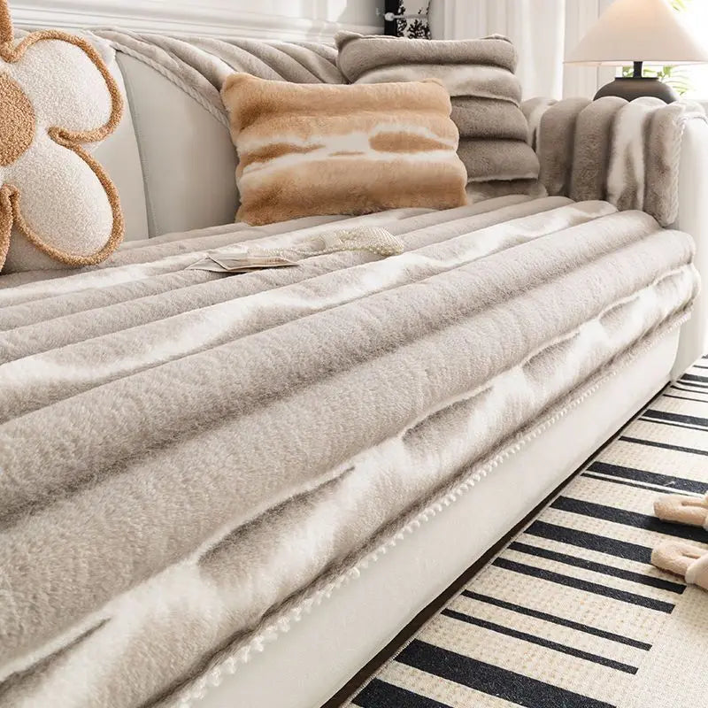 Plush Velvet Padded Sofa Cover with Non-Slip Backing