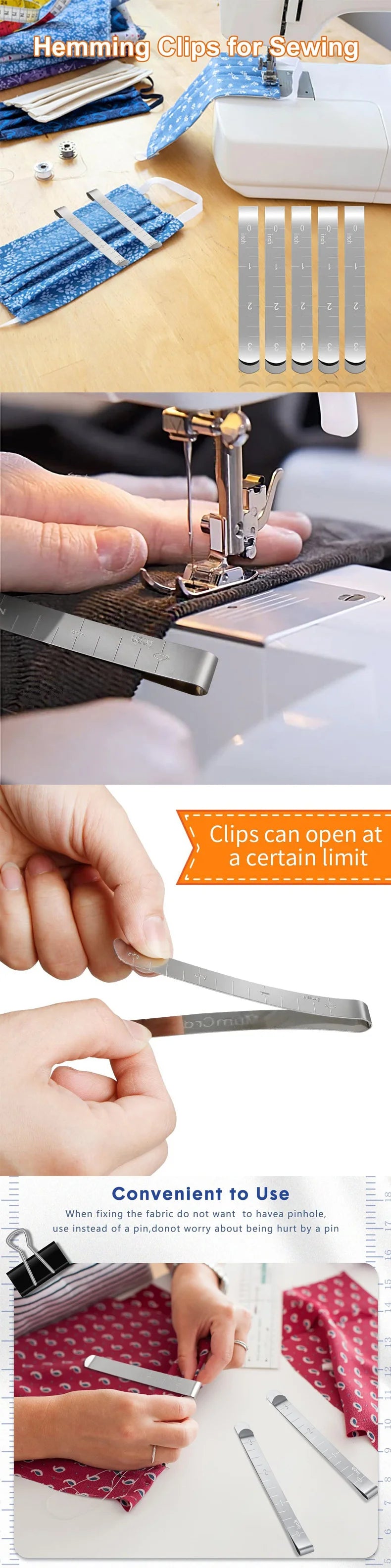 Stainless Steel Hemming Clips with Measuring Marks