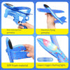 Blue foam plane catapult launcher toy with impact triggers flashing lights for kids and teens