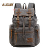 Vintage Canvas Backpack with Leather Accents – Large Capacity Travel & Laptop Bag