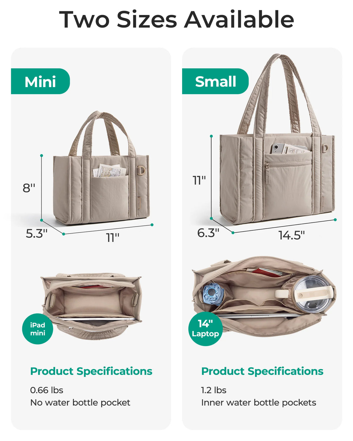 Lightweight Quilted Tote Bag with Crossbody Strap