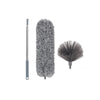 A long, slender duster with a fluffy head and a separate, wider cleaning brush are shown.
