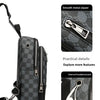 Men's Waterproof PU Leather Crossbody Bag with Geometric Pattern